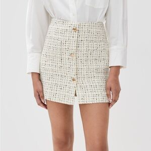 NWT Anine Bing Mateo Embellished Metallic Tweed mini Skirt NEW